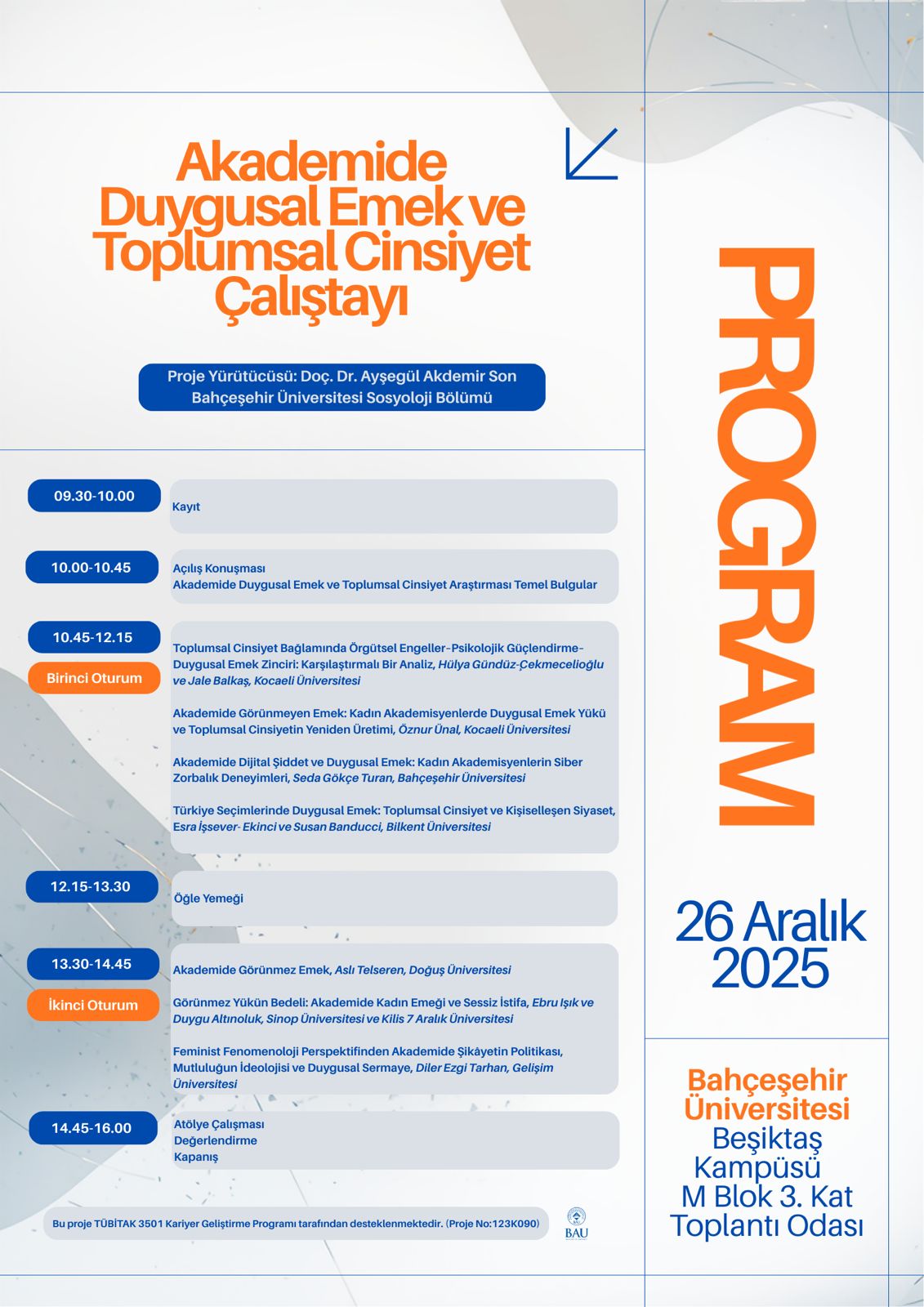 Akademide Duygusal Emek ve Toplumsal Cinsiyet Çalıştayı 26 Aralık 2025