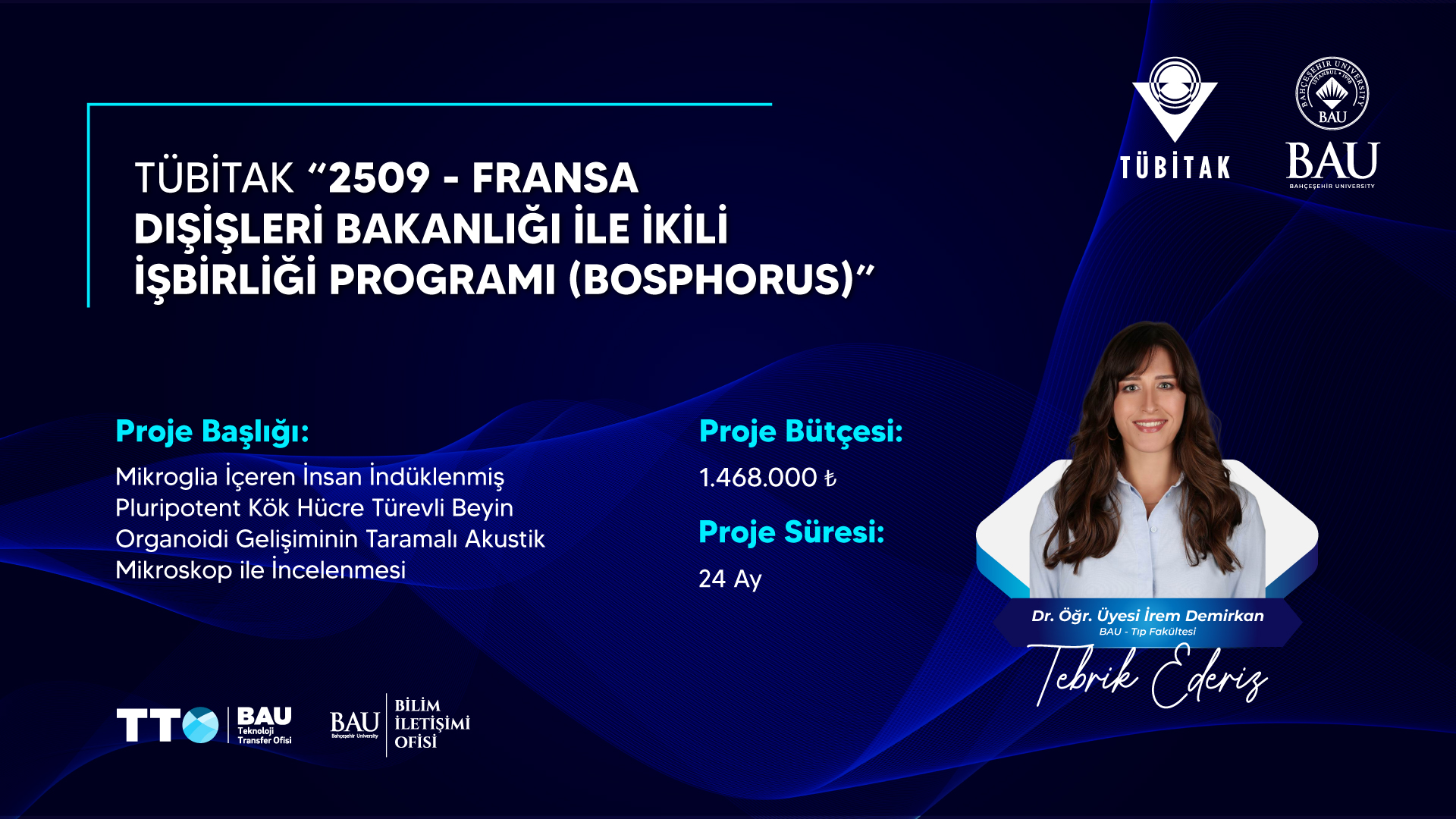Dr. Öğr. Üyesi İrem Demirkan’ın Projesi Desteklenmeye Hak Kazandı!